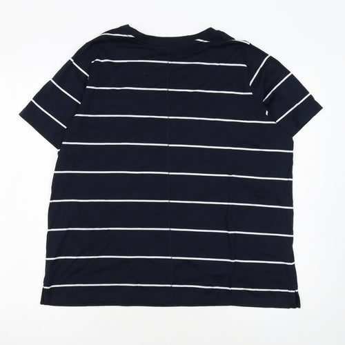 Marks and Spencer Women’s Blue Striped Cotton T-Shirt Size 18