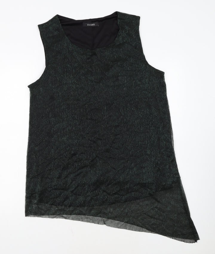Evans Womens Black Metallic Sleeveless Tunic Top Size 22