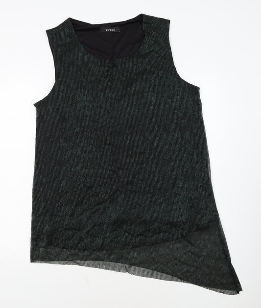 Evans Womens Black Metallic Sleeveless Tunic Top Size 22