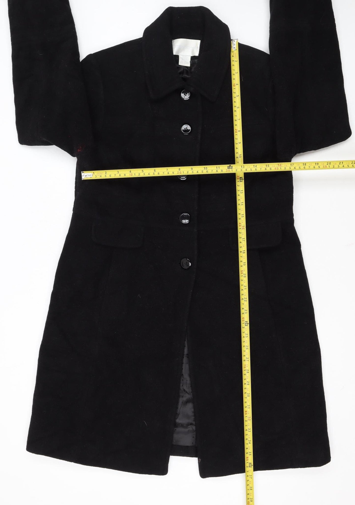 Worthington Women's Black Wool Blend Petite Medium Long Overcoat