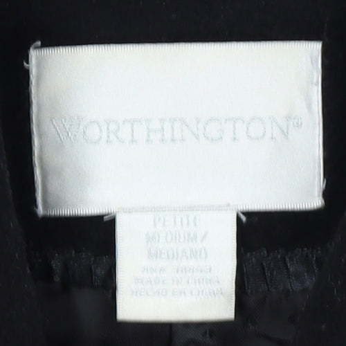 Worthington Women's Black Wool Blend Petite Medium Long Overcoat