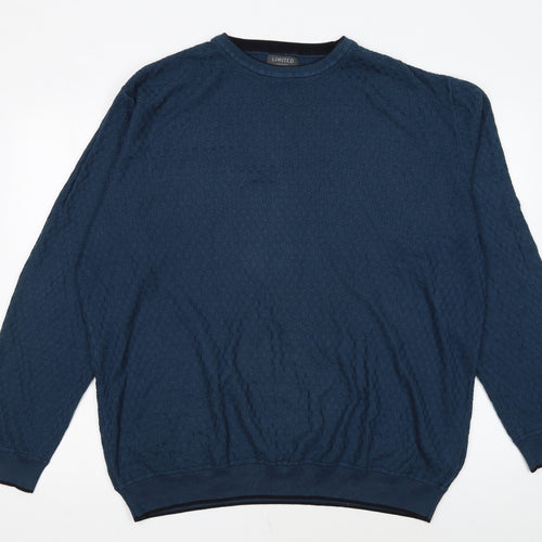 Marks and Spencer Men's Blue 2XL Cotton Crew Neck Pullover Jumper