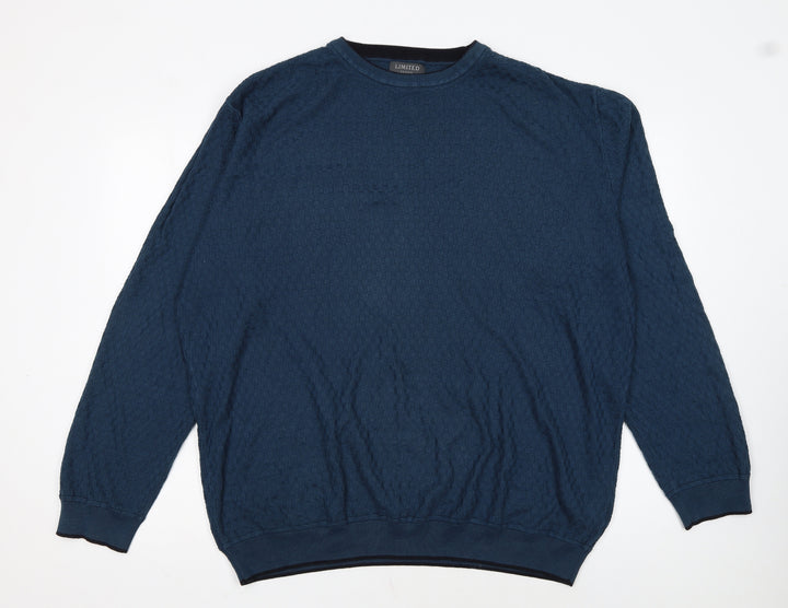 Marks and Spencer Men's Blue 2XL Cotton Crew Neck Pullover Jumper