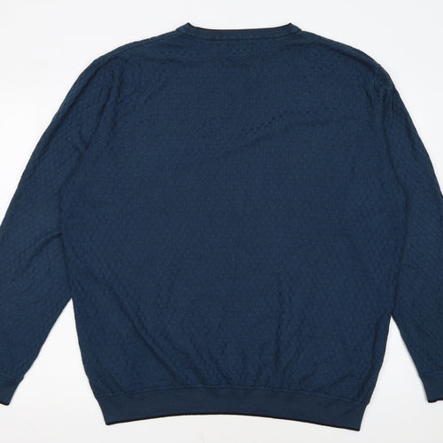 Marks and Spencer Men's Blue 2XL Cotton Crew Neck Pullover Jumper
