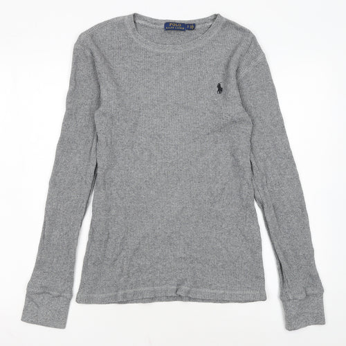 Polo Ralph Lauren Men's Grey Waffle-Knit Cotton Jumper Size S