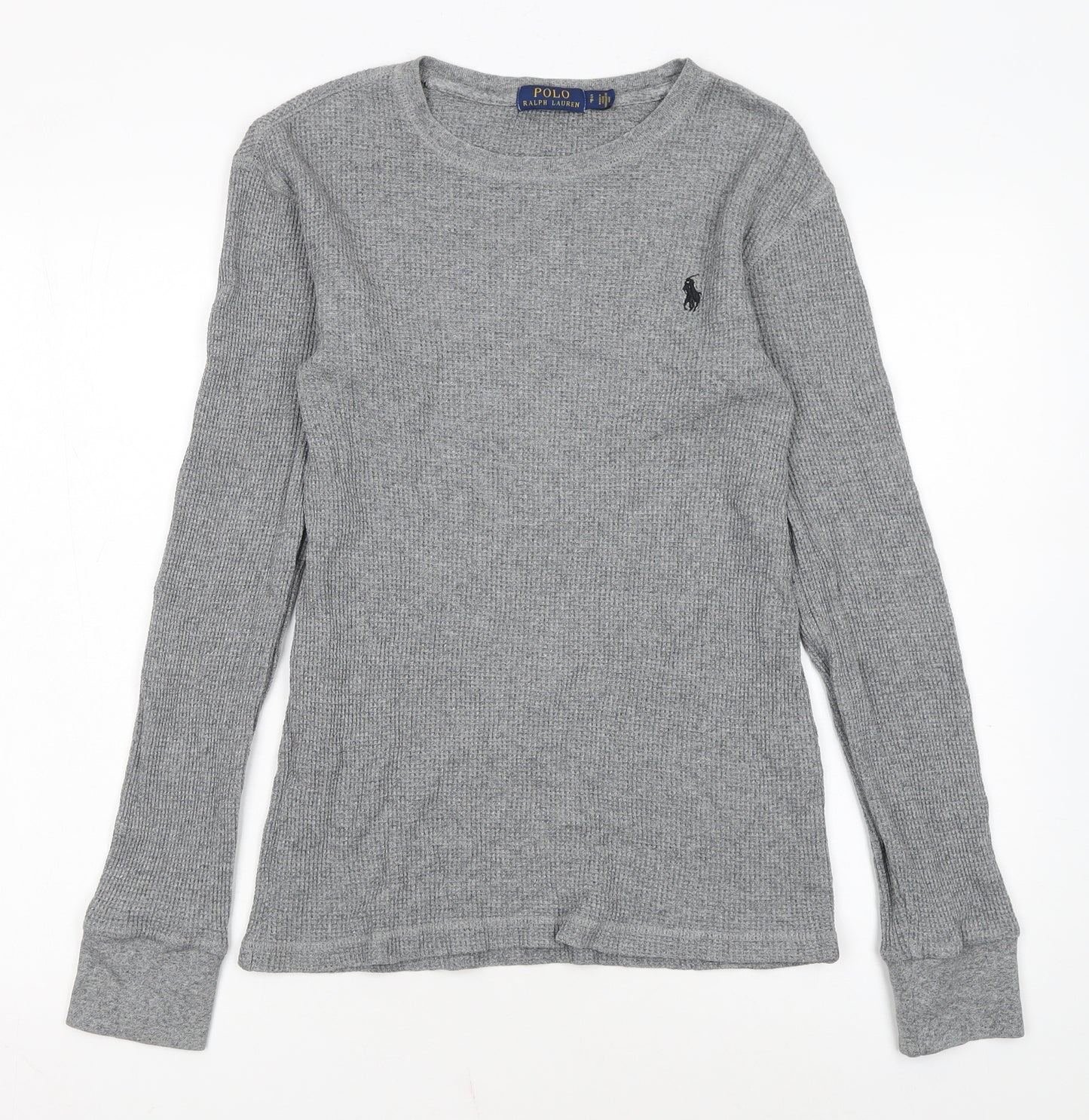 Polo Ralph Lauren Men's Grey Waffle-Knit Cotton Jumper Size S