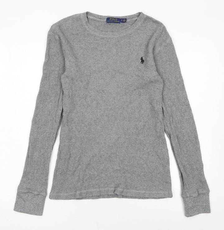 Polo Ralph Lauren Men's Grey Waffle-Knit Cotton Jumper Size S