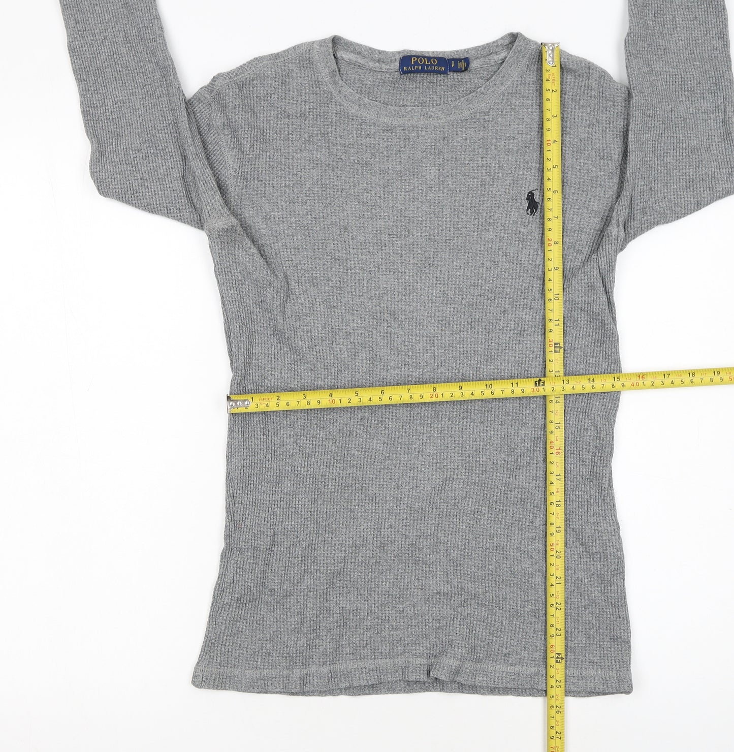 Polo Ralph Lauren Men's Grey Waffle-Knit Cotton Jumper Size S