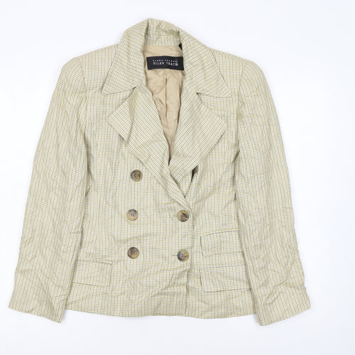 Ellen Tracy Women's Beige Check Double-Breasted Blazer Size 12