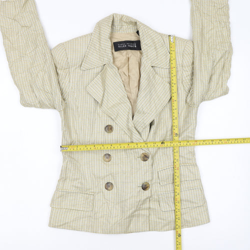 Ellen Tracy Women's Beige Check Double-Breasted Blazer Size 12
