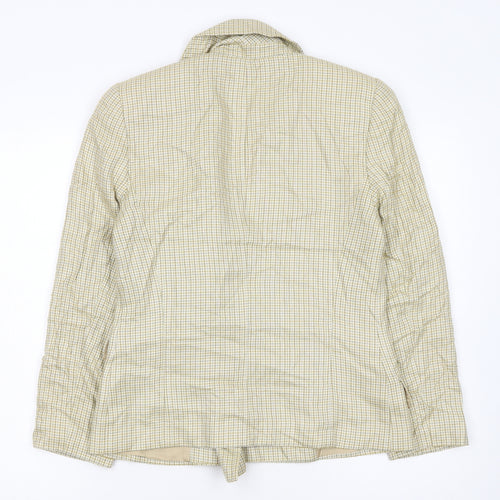 Ellen Tracy Women's Beige Check Double-Breasted Blazer Size 12