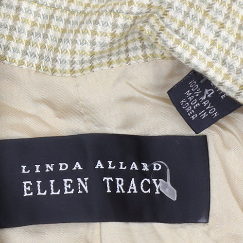 Ellen Tracy Women's Beige Check Double-Breasted Blazer Size 12