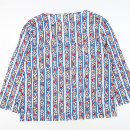 Seasalt Cornwall Women Blue Floral Stripe Organic Cotton Tunic Blouse UK 12
