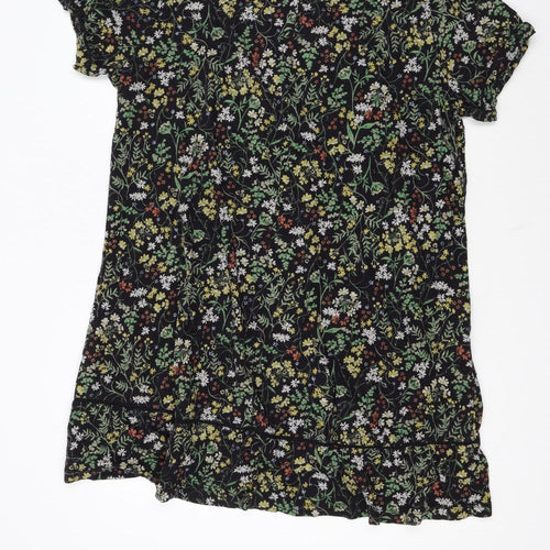 Fat Face Womens Black Floral Cotton Shift Dress Size 20