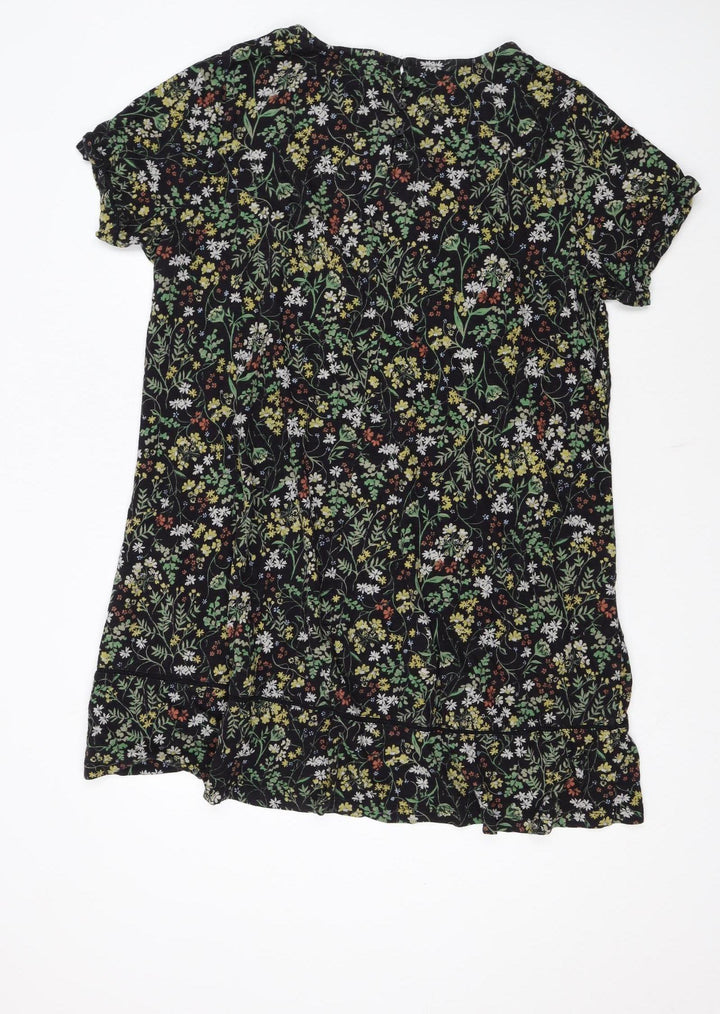 Fat Face Womens Black Floral Cotton Shift Dress Size 20
