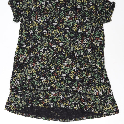 Fat Face Womens Black Floral Cotton Shift Dress Size 20