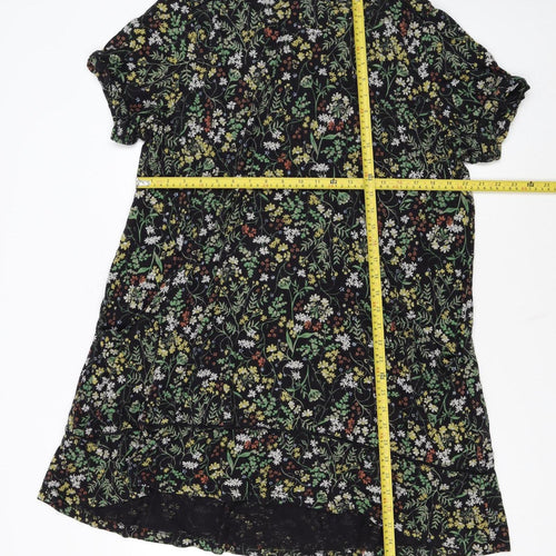 Fat Face Womens Black Floral Cotton Shift Dress Size 20