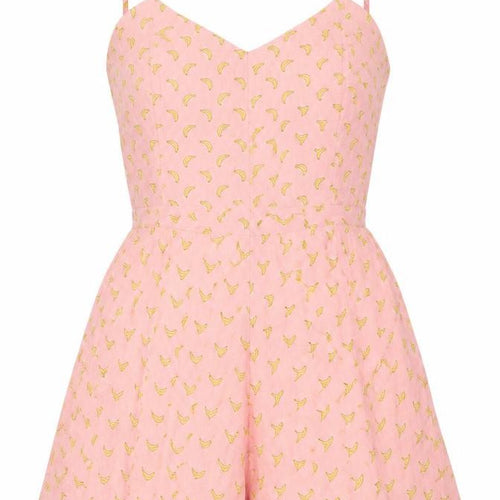 ZARA Women's Pink Banana Print Cotton Playsuit Size S