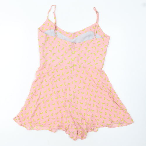 ZARA Women's Pink Banana Print Cotton Playsuit Size S