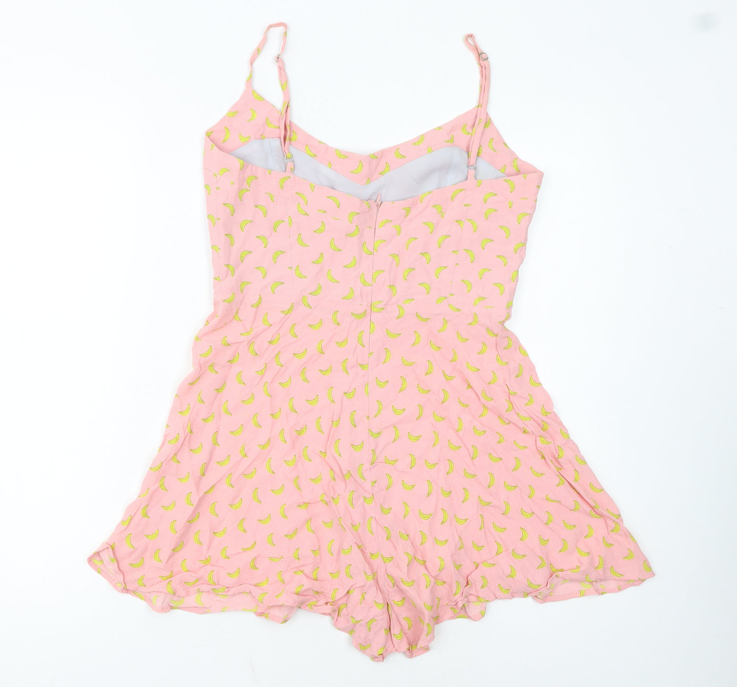 ZARA Women's Pink Banana Print Cotton Playsuit Size S