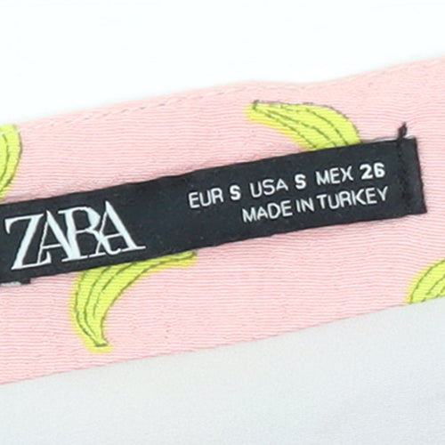 ZARA Women's Pink Banana Print Cotton Playsuit Size S