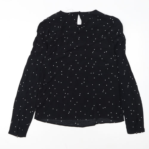 Marks and Spencer Women's Black Polka Dot Long Sleeve Blouse UK 8