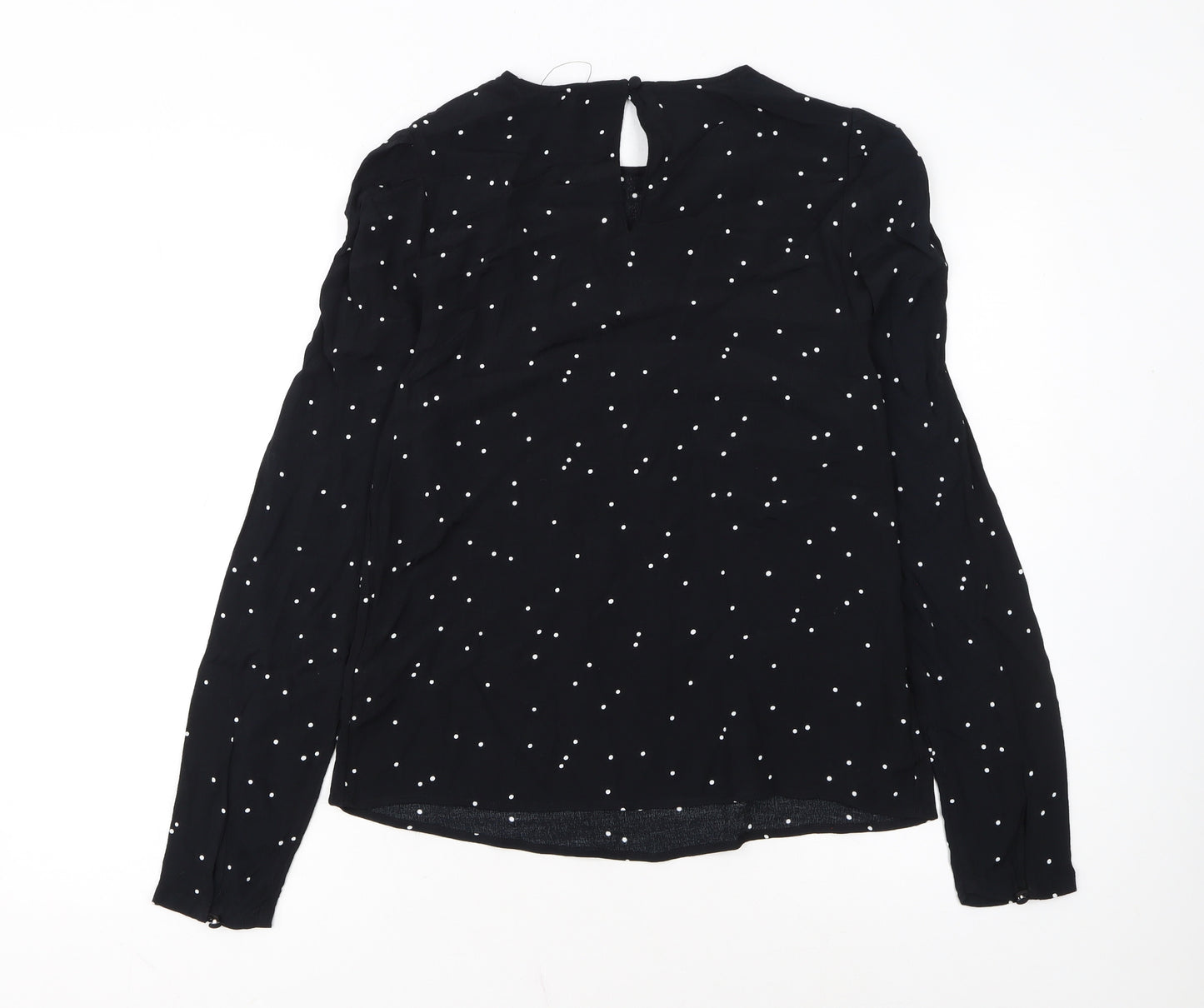 Marks and Spencer Women's Black Polka Dot Long Sleeve Blouse UK 8