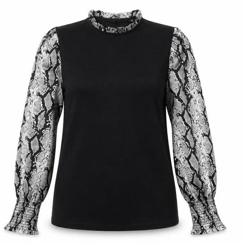 New Look Women's Black Snake Print Sleeve High Neck Jumper Size 12