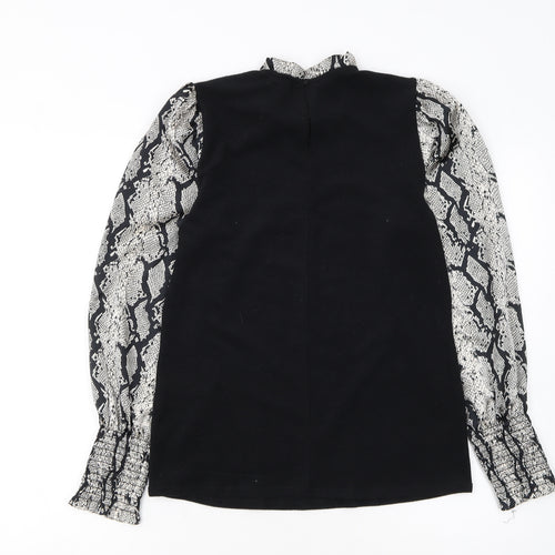 New Look Women's Black Snake Print Sleeve High Neck Jumper Size 12