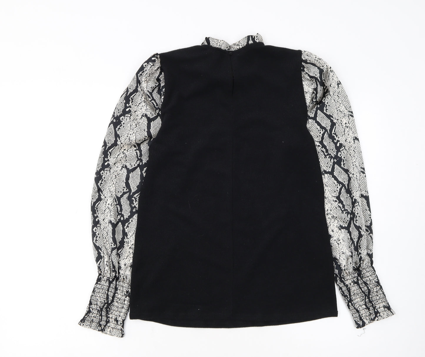 New Look Women's Black Snake Print Sleeve High Neck Jumper Size 12