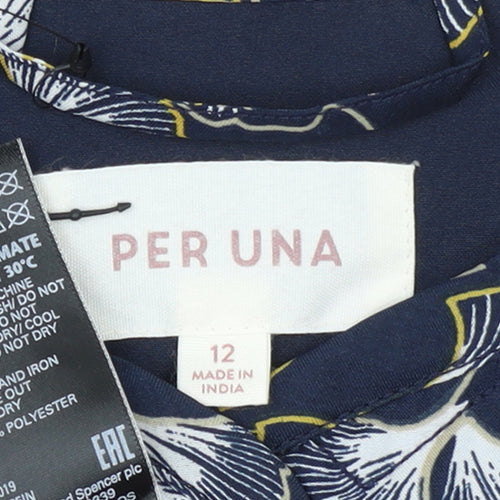 Marks and Spencer Per Una Women's Blue Floral Jacket Size 12