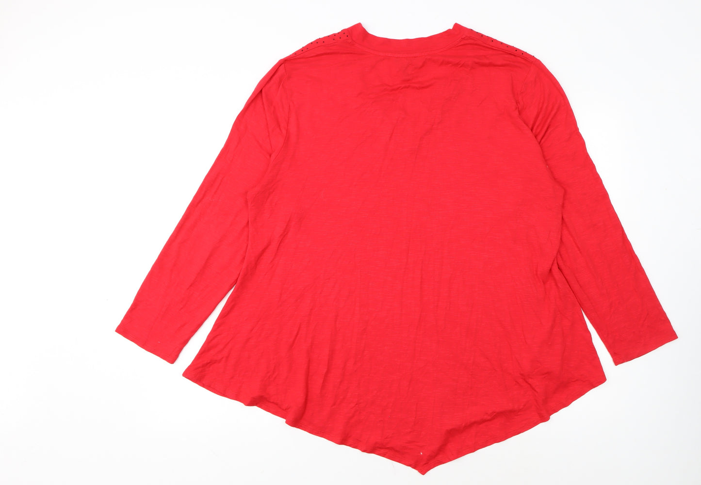 Marble Women’s Red Long Sleeve V-Neck Tunic Blouse Size 2XL