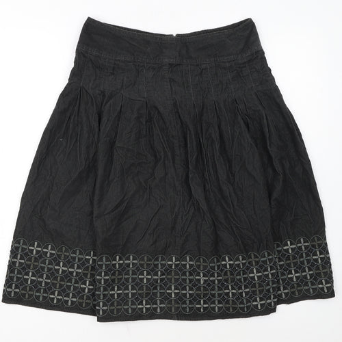 Marks and Spencer Women’s Black Cotton A-Line Knee Length Skirt Size 8