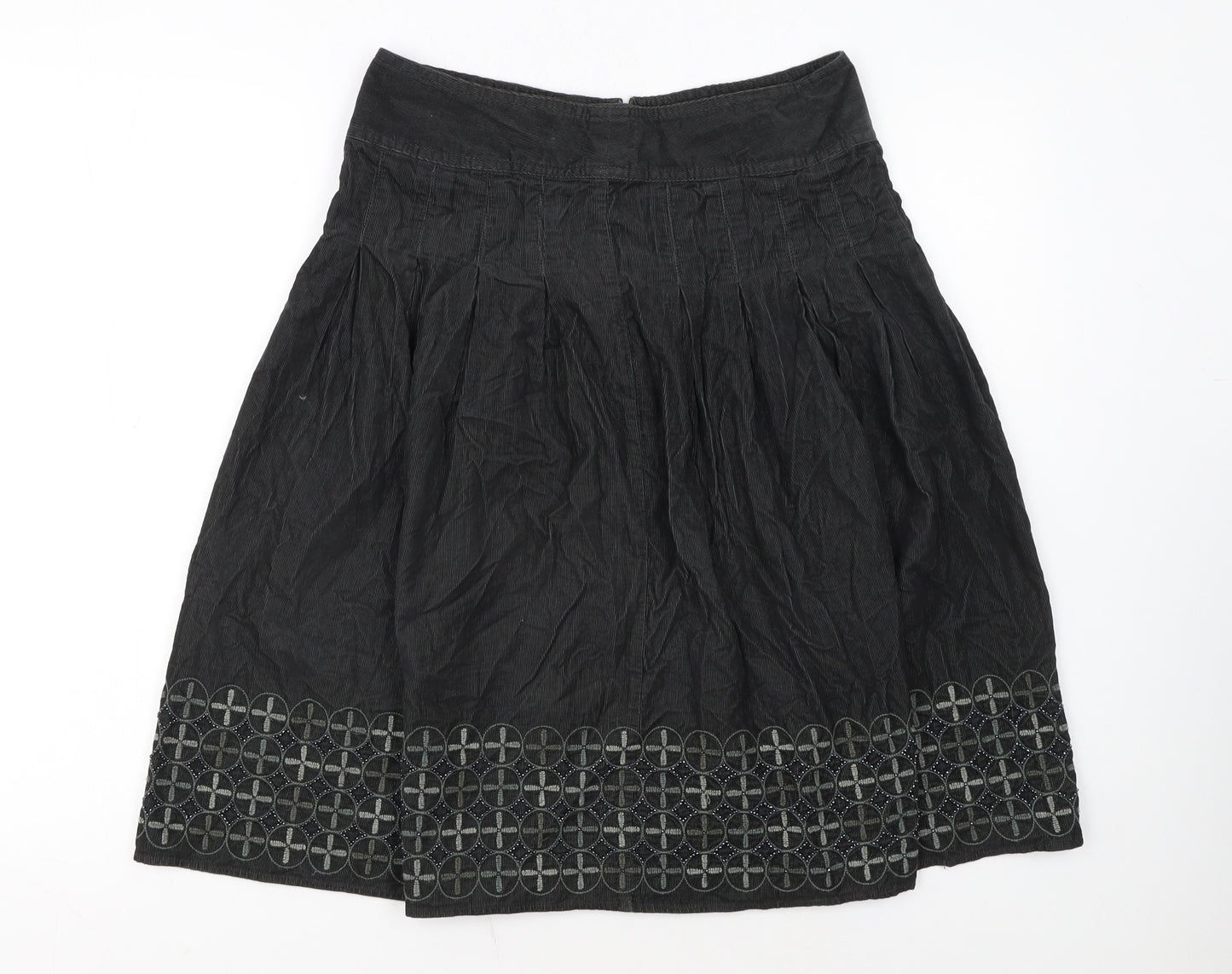 Marks and Spencer Women’s Black Cotton A-Line Knee Length Skirt Size 8
