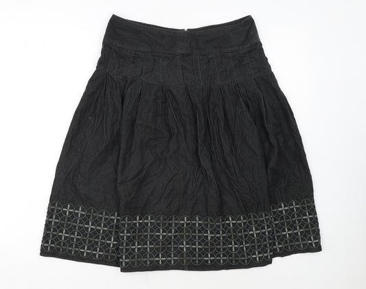 Marks and Spencer Women’s Black Cotton A-Line Knee Length Skirt Size 8