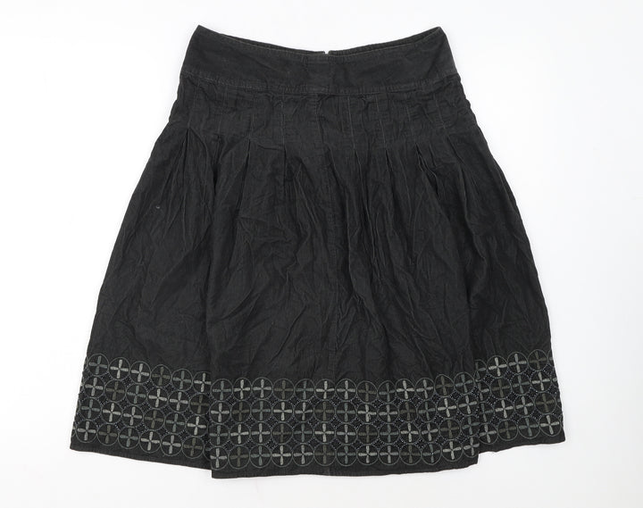 Marks and Spencer Women’s Black Cotton A-Line Knee Length Skirt Size 8