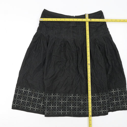 Marks and Spencer Women’s Black Cotton A-Line Knee Length Skirt Size 8
