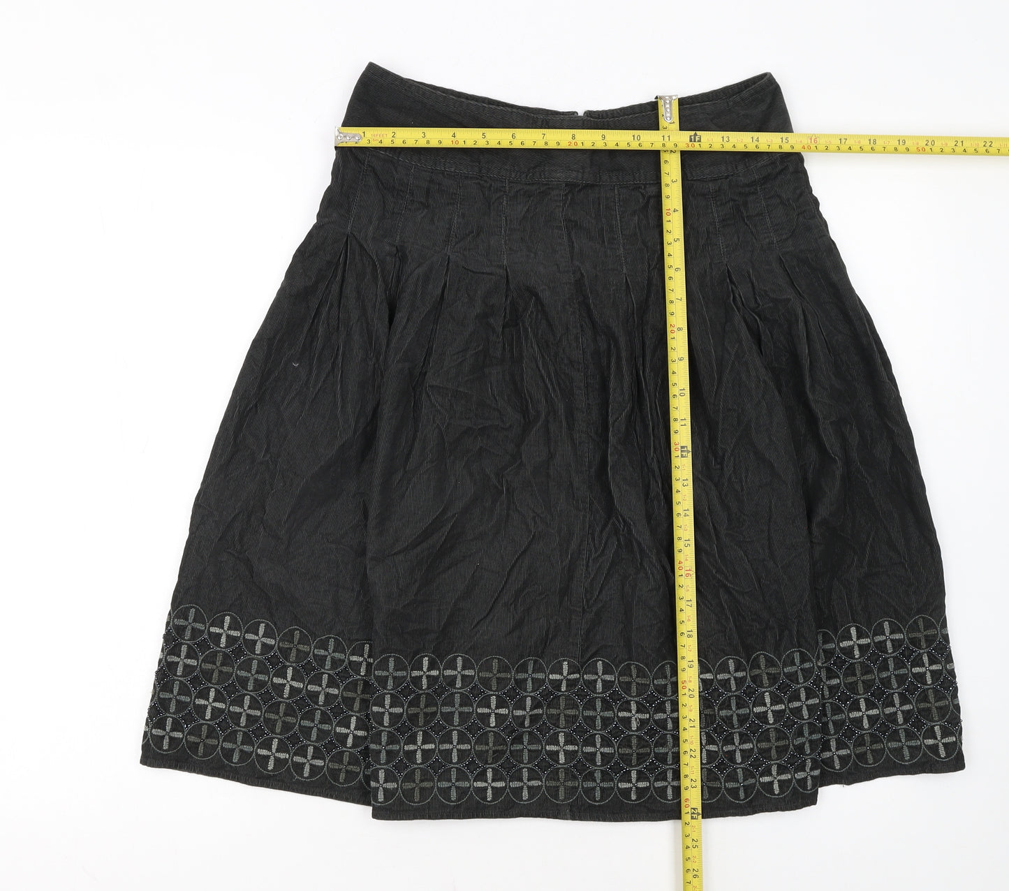 Marks and Spencer Women’s Black Cotton A-Line Knee Length Skirt Size 8