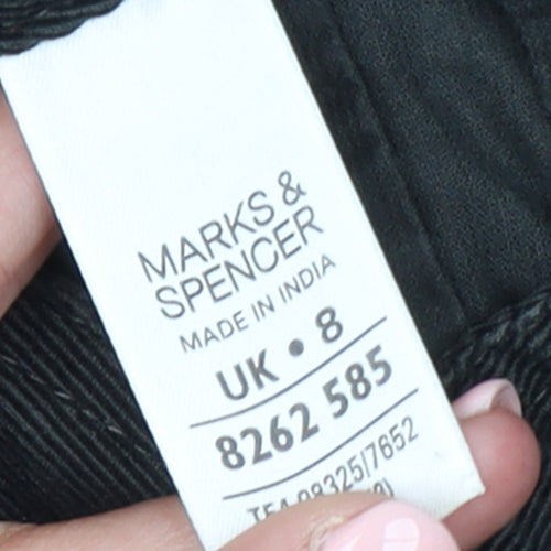 Marks and Spencer Women’s Black Cotton A-Line Knee Length Skirt Size 8