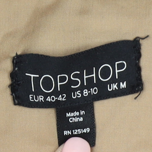 Topshop Women’s Beige Fleece Biker Jacket Size M Zip Lined Autumn Winter