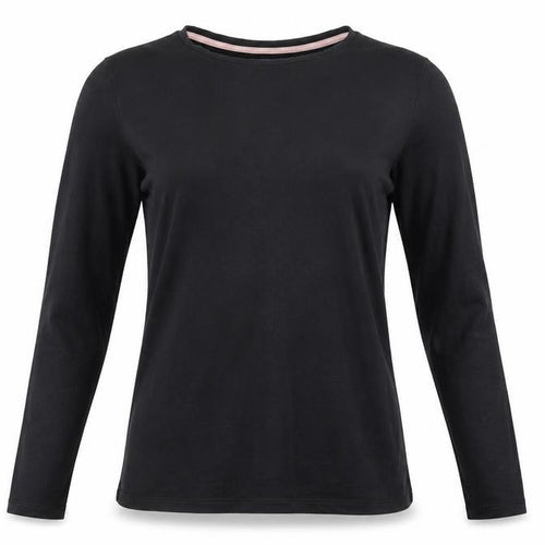 Ted Baker Women's Black Long Sleeve Crew Neck Cotton Jersey Top Size L