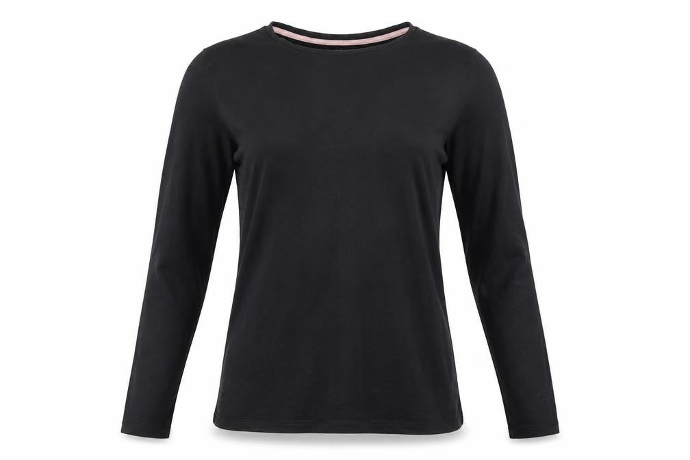 Ted Baker Women's Black Long Sleeve Crew Neck Cotton Jersey Top Size L