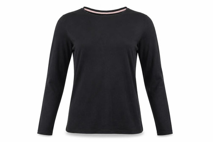 Ted Baker Women's Black Long Sleeve Crew Neck Cotton Jersey Top Size L