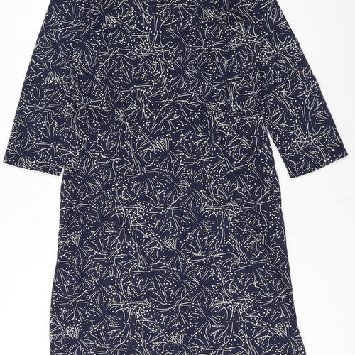 White Stuff Women's Blue Floral Long Sleeve Shift Dress Size 12