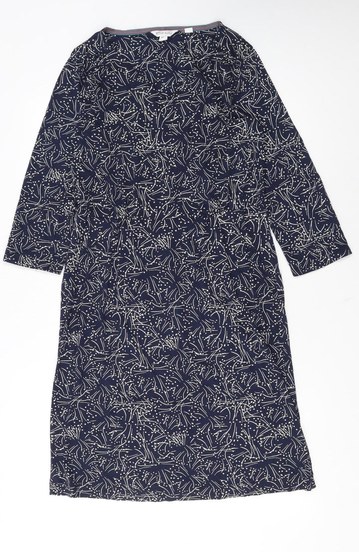 White Stuff Women's Blue Floral Long Sleeve Shift Dress Size 12