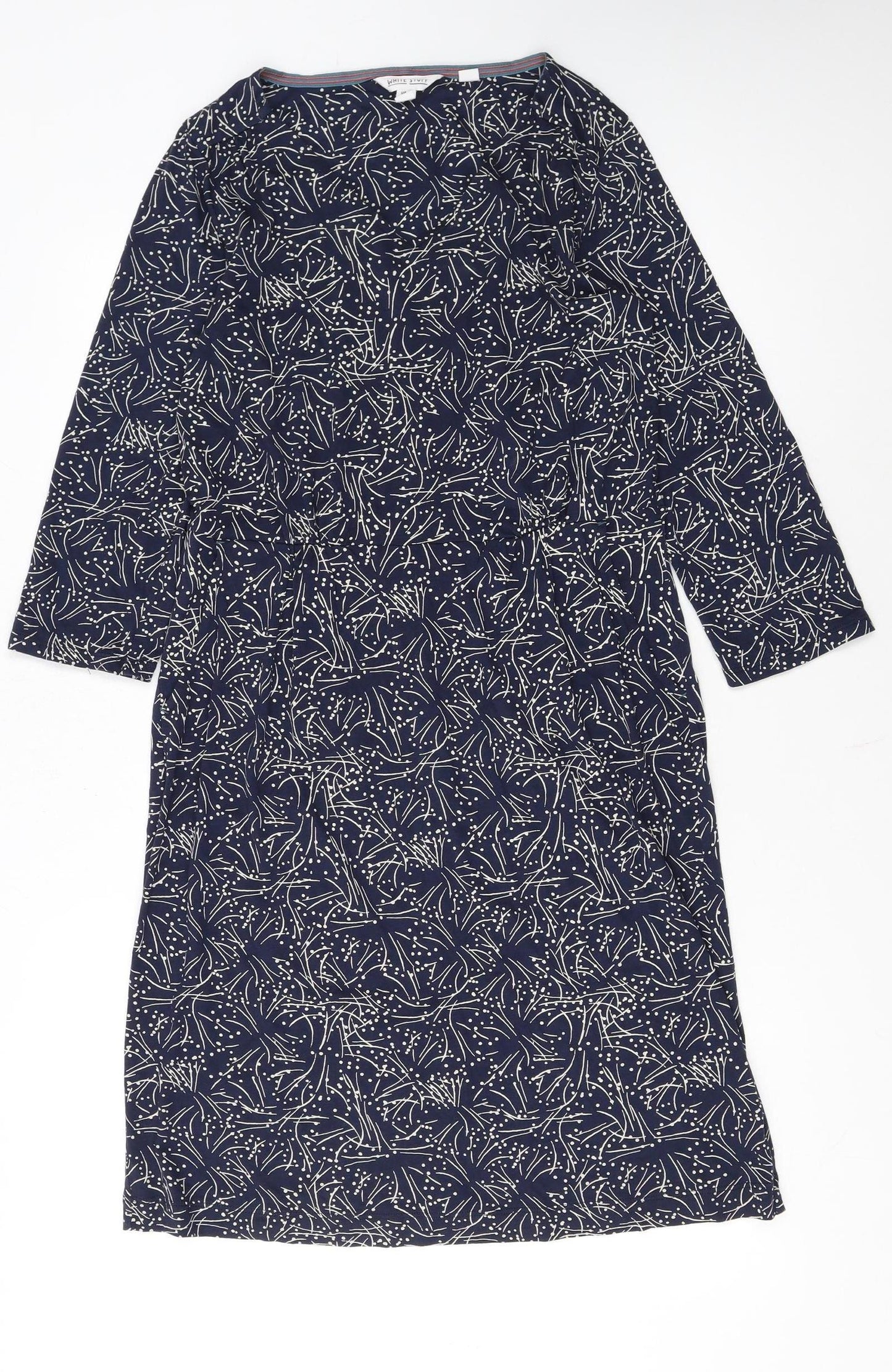 White Stuff Women's Blue Floral Long Sleeve Shift Dress Size 12