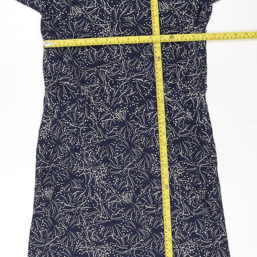 White Stuff Women's Blue Floral Long Sleeve Shift Dress Size 12