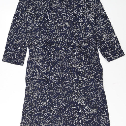 White Stuff Women's Blue Floral Long Sleeve Shift Dress Size 12