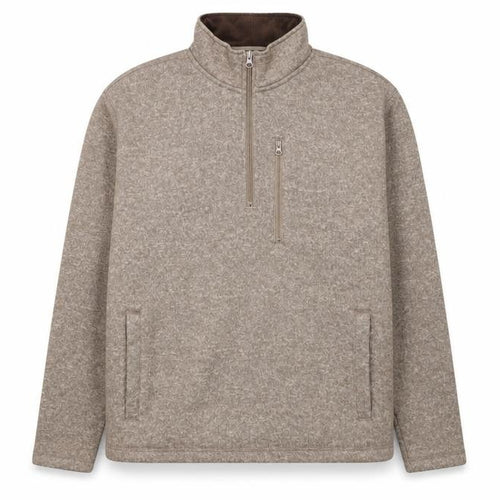 Lands' End Mens Beige Fleece 1/2 Zip Sweater Size L Regular Fit