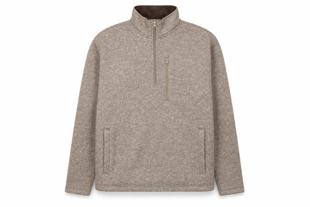 Lands' End Mens Beige Fleece 1/2 Zip Sweater Size L Regular Fit